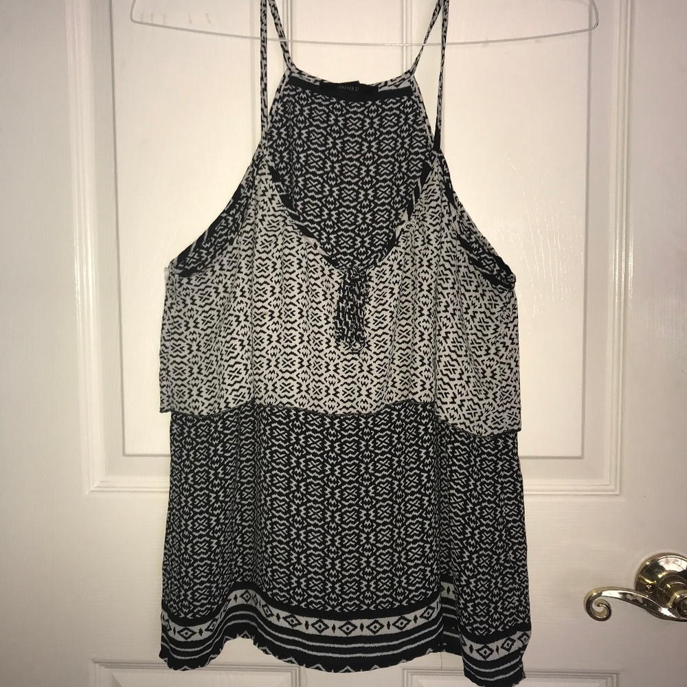Black and White Patterned Layer Tank